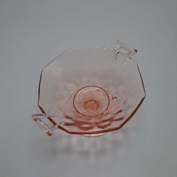 Heisey Yeoman Pink Footed Mayonnaise Bowl Diamond Optic - Picture 6 of 11